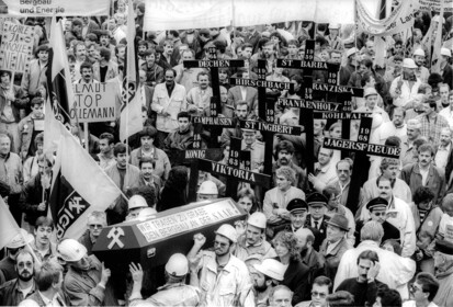 Bergarbeiterprotest in Duisburg, 1991